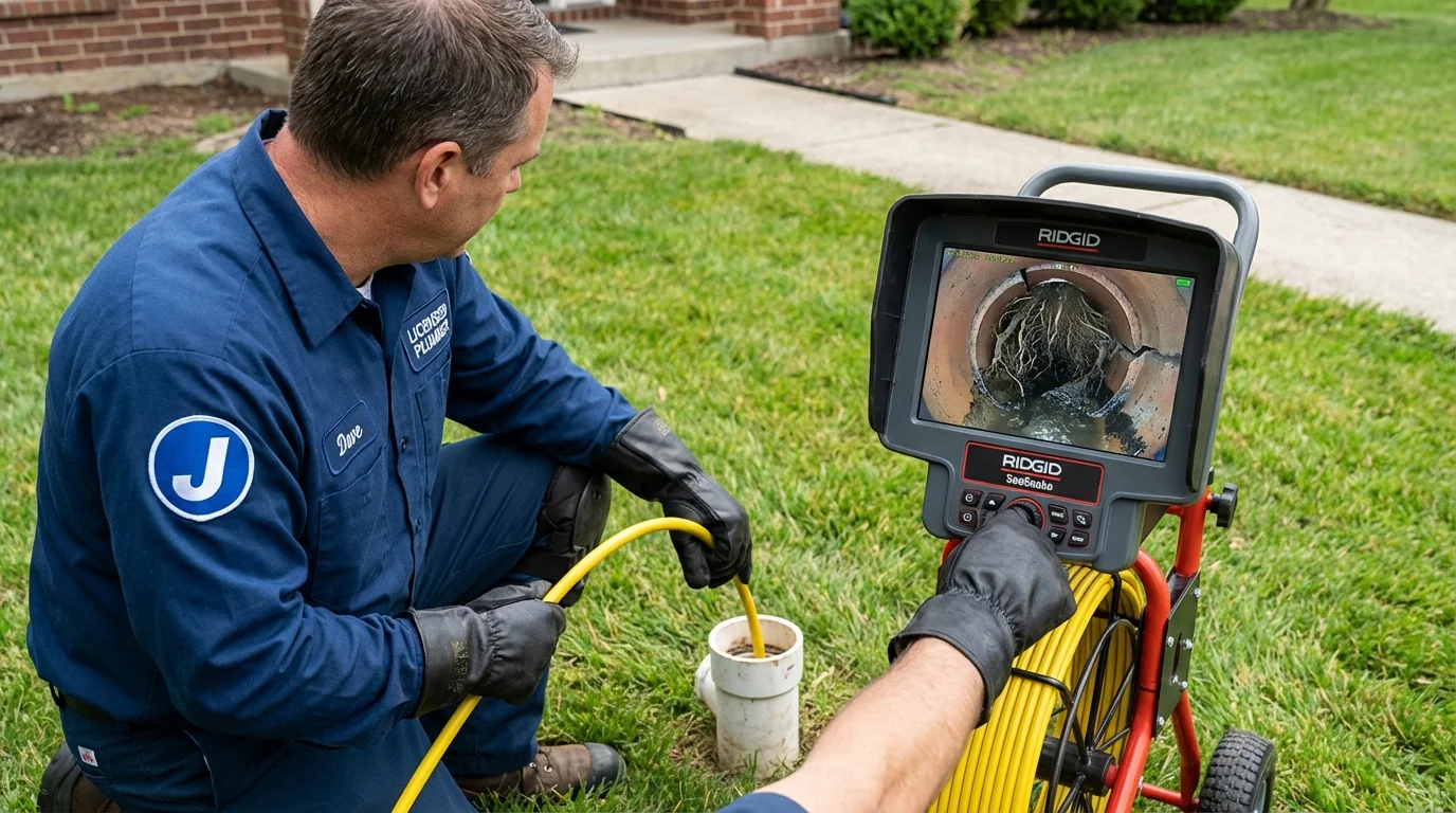 Sewer camera inspection being performed by Johns Plumbing LLC in Salina