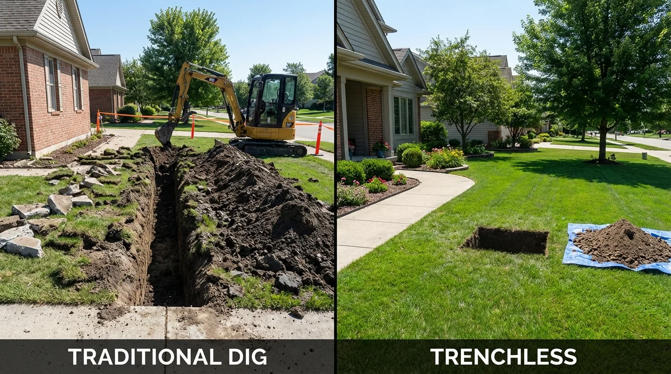 Trenchless sewer repair with minimal yard damage versus traditional excavation in Salina, OK